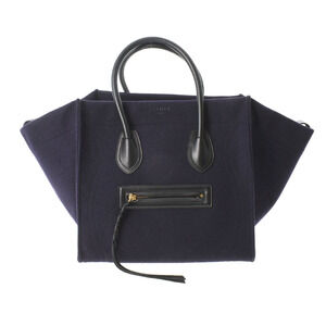 Celine Luggage Phantom Square Bag Navy Blue Black Felt